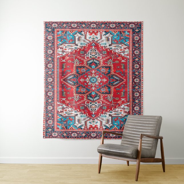 Crimson Heirloom: marokkanisches Erbe Rug Art Wandteppich (Beispiel)