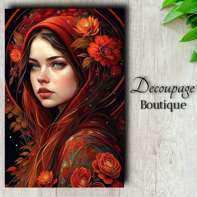 Crimson Hood - Dekoration der Verzauberung für die Seidenpapier (Crimson Hood - Autumn Rose Enchantress Decoupage Tissue Paper)