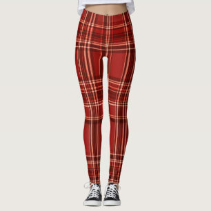 "Crimson Karos Chic Leggings" Leggings