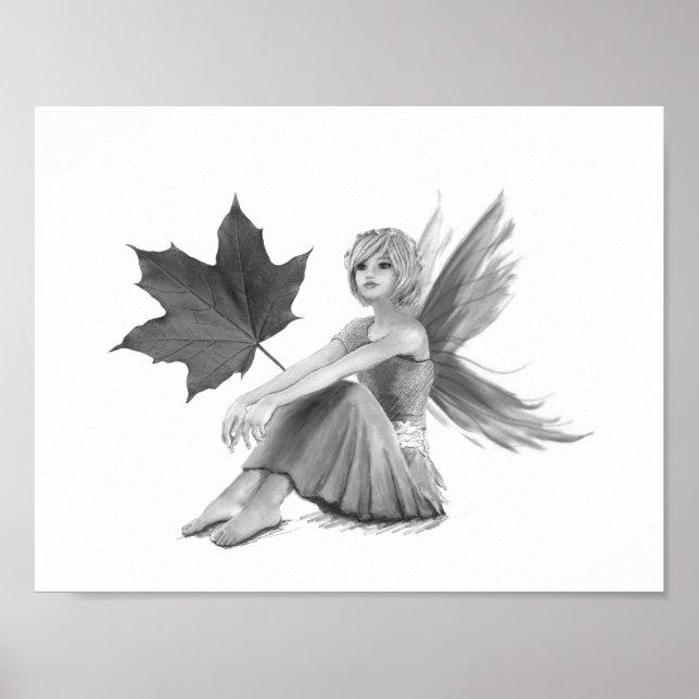 Crimson King Maple Fairy mit Leaf Poster (Vorne)