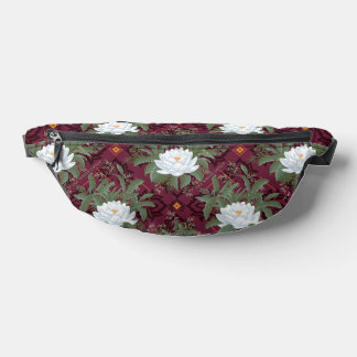 Crimson Lotus Elegance Muster - Der weiße Lotus Bauchtasche
