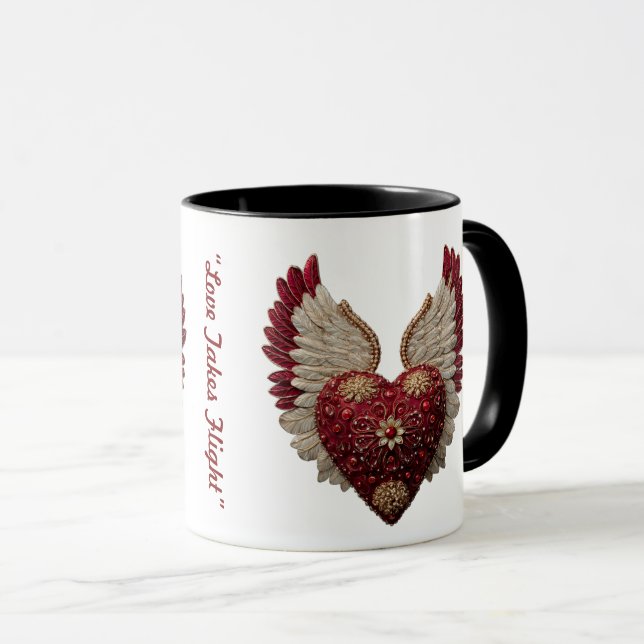 "Crimson Love Wings" Tasse (VorderseiteRechts)