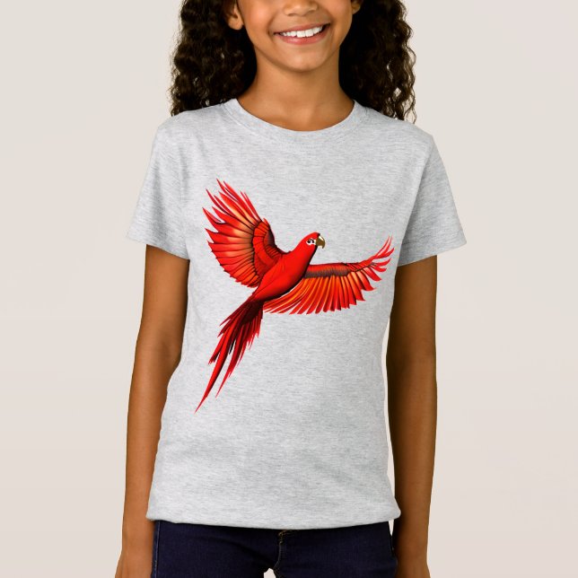 Crimson Macaw/Roter Papagei im T-Shirt eines Kid (Vorderseite)