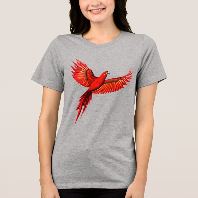 Crimson Macaw/Roter Papagei Tri-Blend Shirt (Vorderseite)