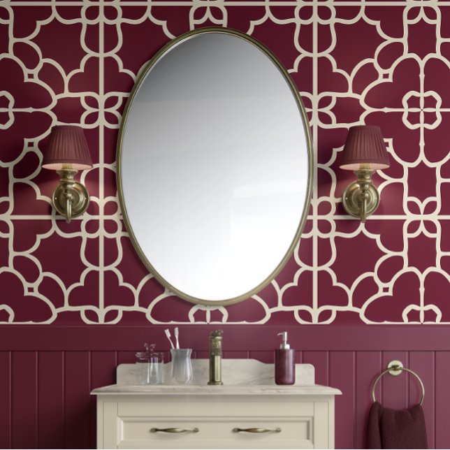 Crimson Majesty - Burgund & Cream - Ausgereift Tapete (Rich Burgundy Elegance Peel and Stick Wallpaper )