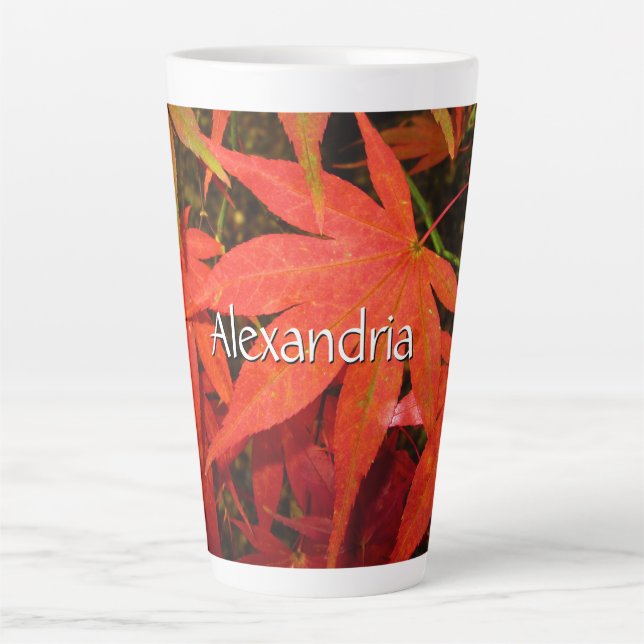 Crimson Maple-Blätter - Große Personalisierte Milchtasse (Vorderseite)