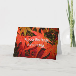 Crimson Maple-Blätter - Personalisierte Geburtstag Karte