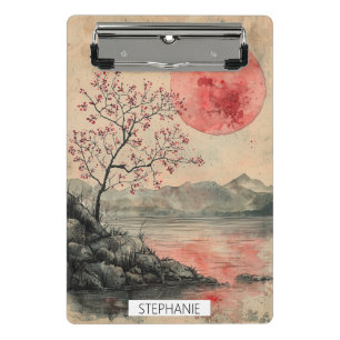 Crimson Moon Lakeside Tuschwaschung Mini Klemmbrett