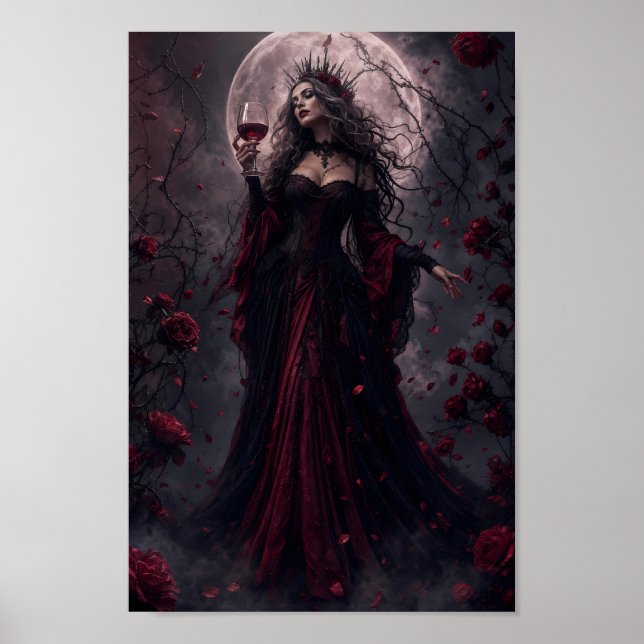 Crimson Moon Queen Gothic Fantasy Poster (Vorne)