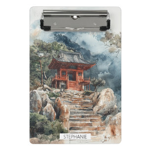 Crimson Mountain Pagoda Tintenwaschung (2) Mini Klemmbrett