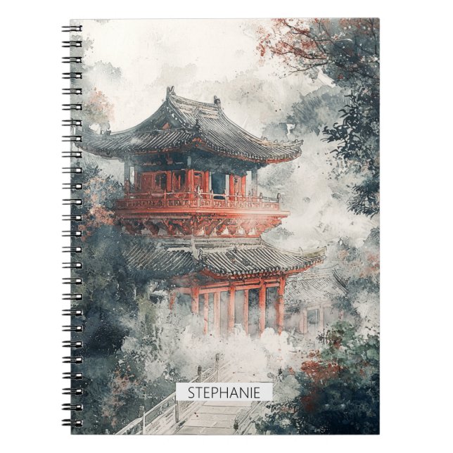 Crimson Mountain Pagode Tuschwaschung (1) Notizblock (Vorderseite)