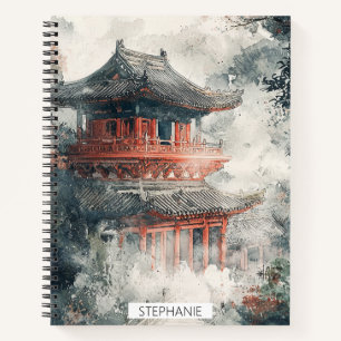Crimson Mountain Pagode Tuschwaschung (1) Notizbuch