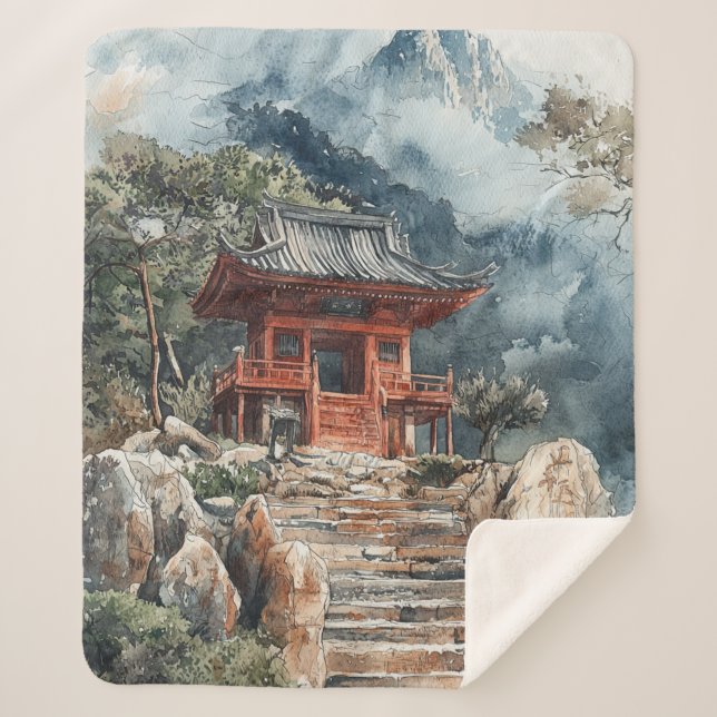 Crimson Mountain Pagode Tuschwaschung (2) Sherpadecke (Vorderseite)