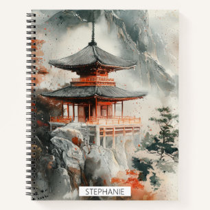 Crimson Mountain Pagode Tuschwaschung (3) Notizbuch