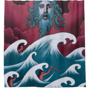 Crimson Neptune Ölgemälde Duschvorhang