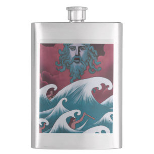 Crimson Neptune Ölgemälde Flachmann