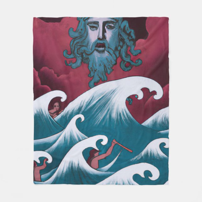 Crimson Neptune Ölgemälde Fleecedecke (Vorderseite)
