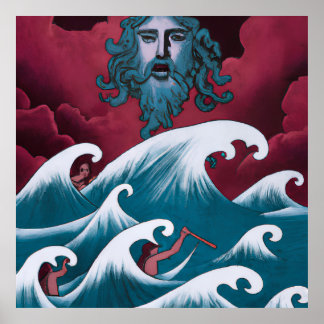 Crimson Neptune Ölgemälde Poster