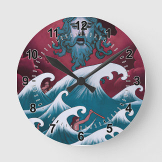 Crimson Neptune Ölgemälde Runde Wanduhr