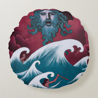 Crimson Neptune Ölgemälde Rundes Kissen