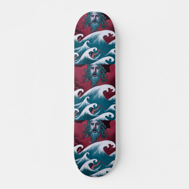 Crimson Neptune Ölgemälde Skateboard (Vorne)