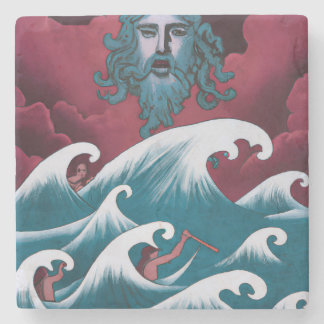 Crimson Neptune Ölgemälde Steinuntersetzer