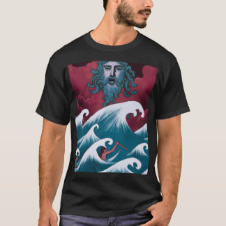 Crimson Neptune Ölgemälde T-Shirt