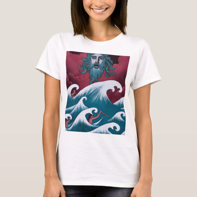 Crimson Neptune Ölgemälde T-Shirt (Vorderseite)