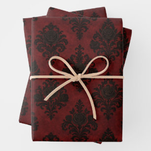 Crimson Nocturne Bloom Viktorianisch Geschenkpapier Set