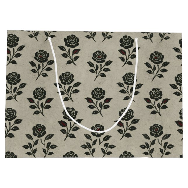 Crimson Nocturne Bloom Viktorianisch Große Geschenktüte (Rückseite)