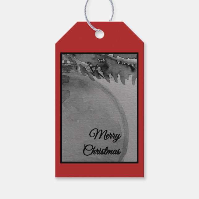 Crimson Ornament Weihnachten – Eleganter Feiertag Geschenkanhänger (Vorderseite)