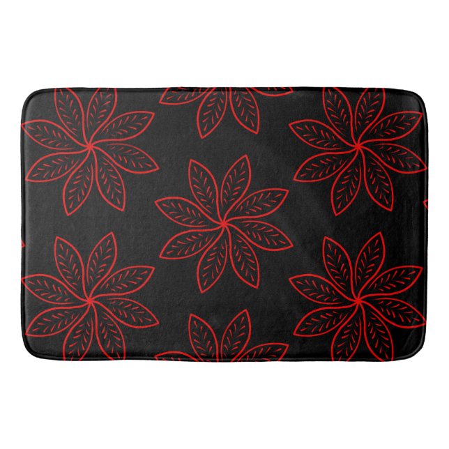 Crimson Pattern auf schwarz Badematte (Vorderseite)