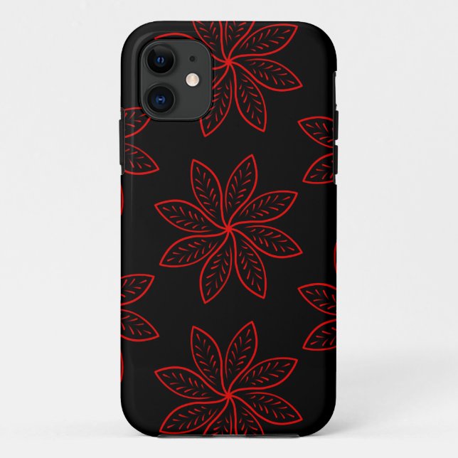 Crimson Pattern auf schwarz Case-Mate iPhone Hülle (Rückseite)