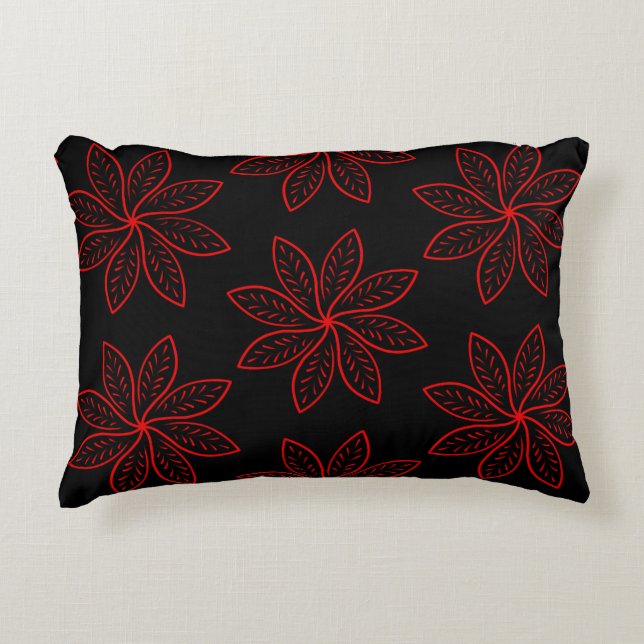 Crimson Pattern auf schwarz Dekokissen (Vorderseite)