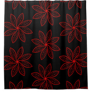 Crimson Pattern auf schwarz Duschvorhang