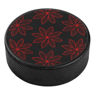 Crimson Pattern auf schwarz Eishockey Puck