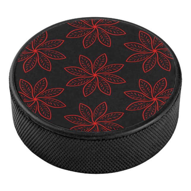 Crimson Pattern auf schwarz Eishockey Puck (3/4)