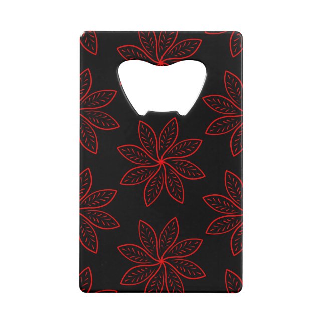 Crimson Pattern auf schwarz Geldbeutel Flaschenöffner (Vorderseite)
