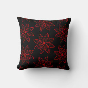 Crimson Pattern auf schwarz Kissen