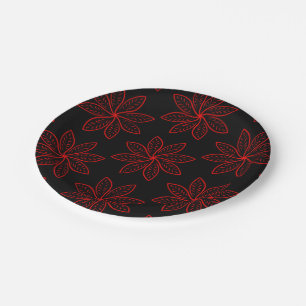 Crimson Pattern auf schwarz Pappteller