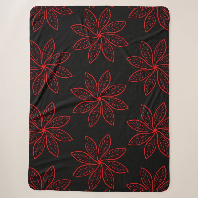 Crimson Pattern auf schwarz Sherpadecke (Vorderseite)