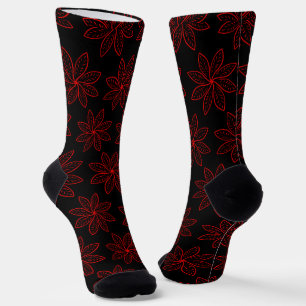 Crimson Pattern auf schwarz Socken