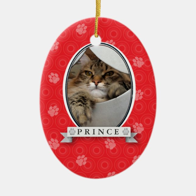 Crimson Paw Print Pet Ornament (Vorne)