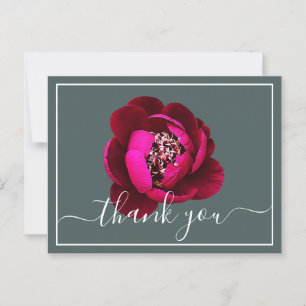 Crimson Peony Green Hintergrund Danke Postkarte
