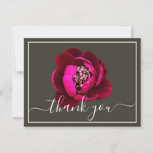 Crimson Peony Green Hintergrund Danke Postkarte