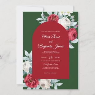 Crimson Peony Smaragdhochzeit Einladung