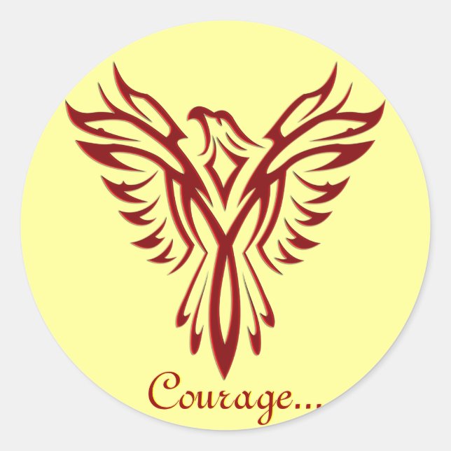 Crimson Phoenix Steigende Umschlagsiegeler Runder Aufkleber (Vorderseite)