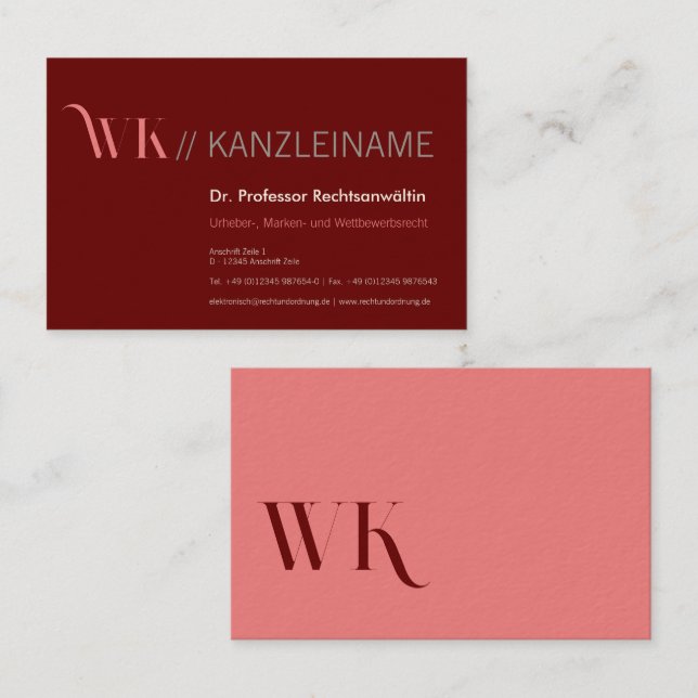 Crimson Pink and Cool Visitenkarte