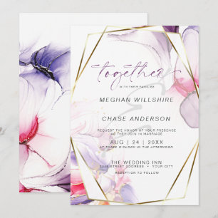 Crimson Pink Lilac Fluid Alkohol Tinte Wasserfarbe Einladung