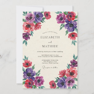 Crimson Plum Anemone Hochzeit Einladung
